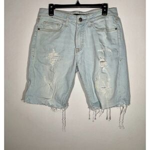 Express Men’s Light Wash Distressed Denim Shorts Slim 32 Casual Streetwear